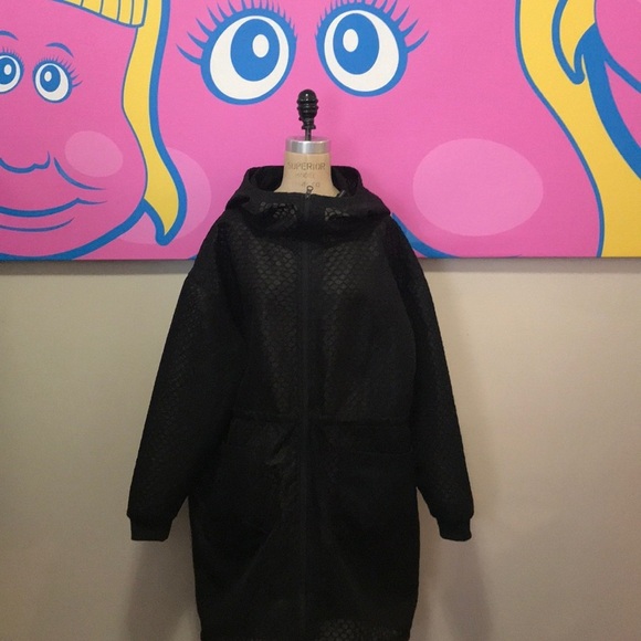 Ivy Park Black Hexagon Mesh Coat Hoodie